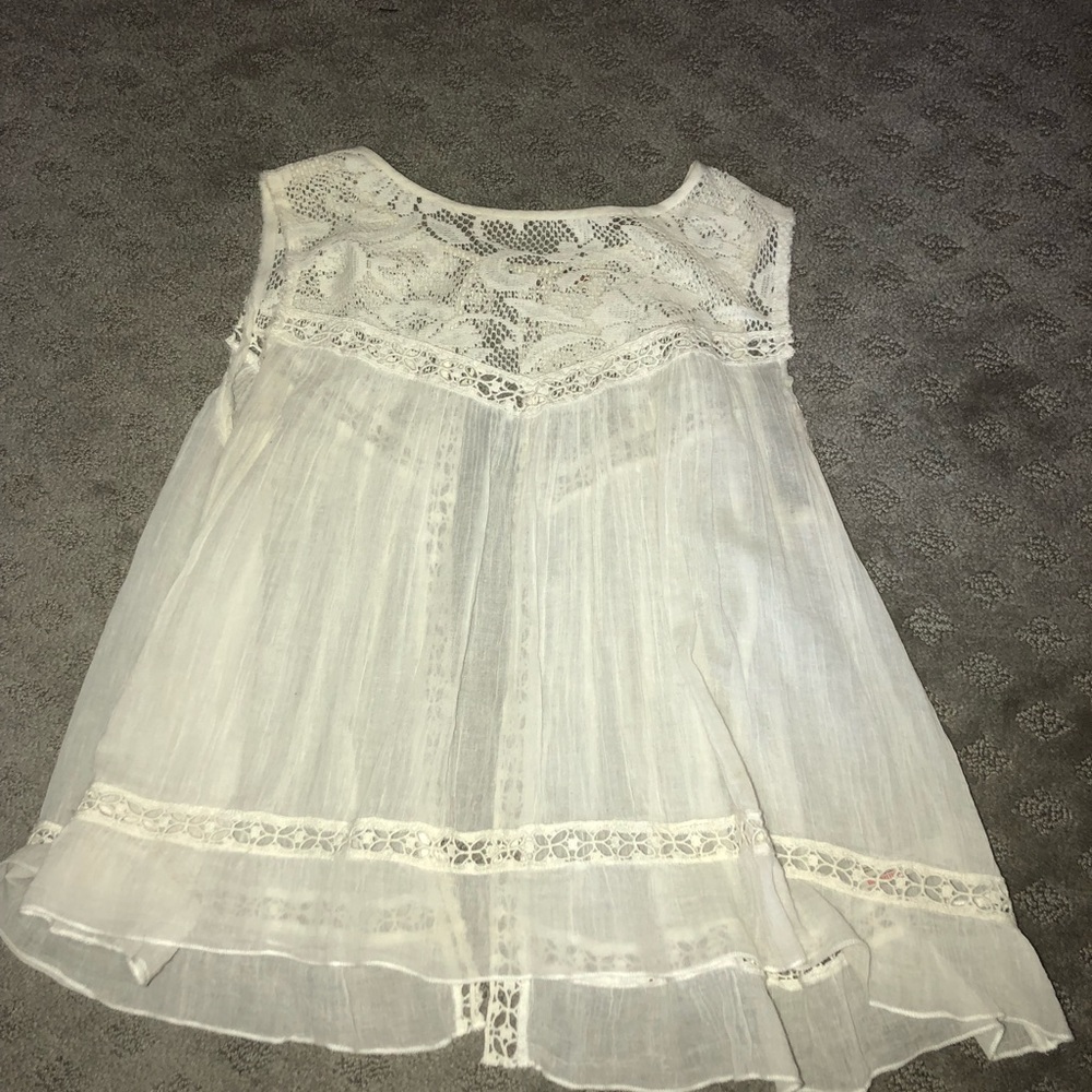 Free people cropped lace open back top